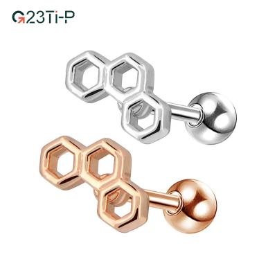 China Trendy Fashion Hexagon Shape Earrings Jewelry Tiny Trendy Geometric Ear Studs Piercing for sale