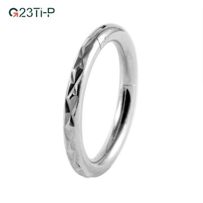 China FASHIONABLE Titanium Nose Ring Fake Nose Circle Shape Texture Rhombus G23 Jewelry Circle Piercing Ring for sale