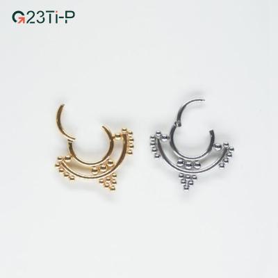 China Trendy Titanium Crown Shaped G23 316L Nose Ring Piercing Body Clicker Ring Jewelry for sale