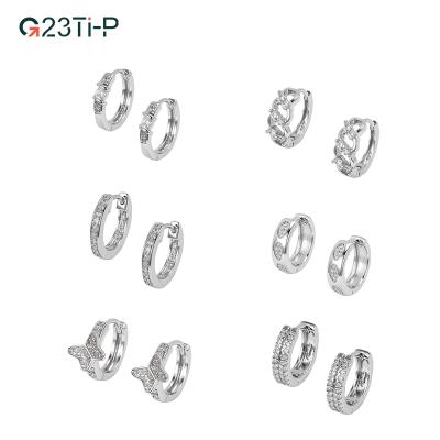 China HUGGIE FASHIONABLE geometric circles earrings circle cartilage zircon jewelry hollow earring earrings for sale