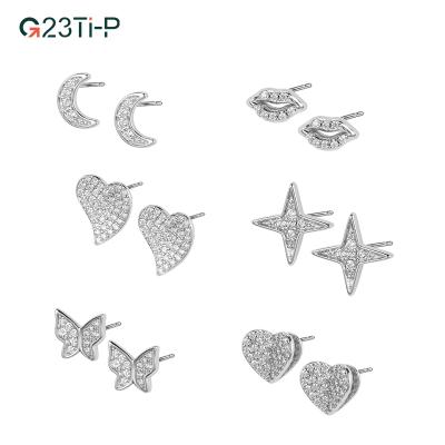 China FASHIONABLE Triangle Crystal Butterfly Women Earrings Small Zircon CZ Stud Earrings Tarnish Free Earrings for sale