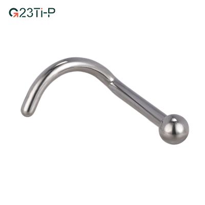 China FASHIONABLE Hot Product G23 Titanium Screw Nose Stud Piercing L Shape Ball Nose Rings Studs for sale