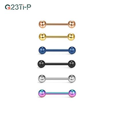 China FASHIONABLE G23 Titanium Barbell Industrial Labret Ear Stud Rings External Wire Tongue Nipple Bar Ring Body Piercing Jewelry for sale