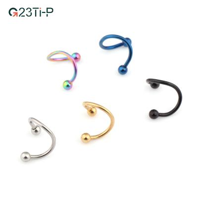 China FASHIONABLE G23 S Shape Titanium Spiral Barbell Ear Nail Rings Tongue Outer Nipple Thread Exotic Piercing Jewelry for sale