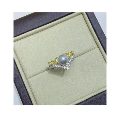 China Beautiful Lady Luxury 925 Silver Natural Freshwater Pearl Ring FASHIONABLE Elegant Noble Pearl Rings for sale