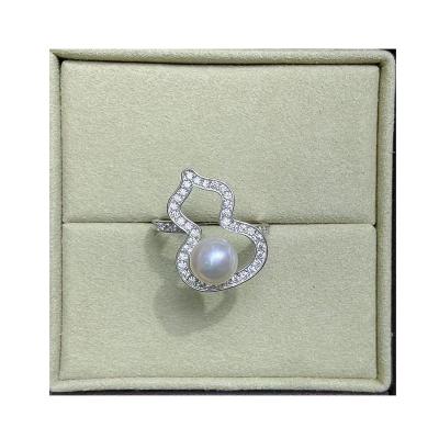 China Beautiful FASHIONABLE Unique Craft Appearance Pearl Luster Round Silver Natural Freshwater Pearl 925 Ring for sale