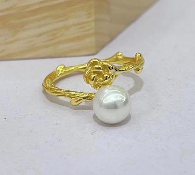 China 2023 New Natural Freshwater Pearl Ring 925 Silver Rose Ring Fashion Versatile Lady Birthday Gift for sale