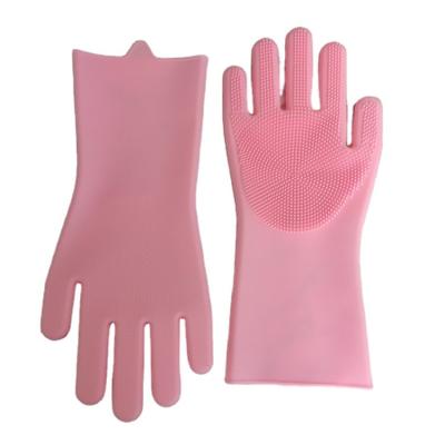 China Viable Reusable Silicone Cleaning Glove Silicone Brush Scrubber Mitt Heat Resistant Gloves For Dish Wash Bathroom Kitchen for sale