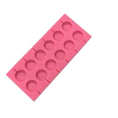 China Sustainable Food Grade 12 Cavaties Custom Round Shaped Handmade Candy Mold Silicone Lollipop Molds for sale