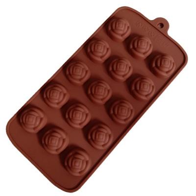 China Sustainable DIY Tools 3D Chocolate Mold Rose Shaped Mold Pudding Jelly Candy Silicone Chocolate Baking Molds. for sale