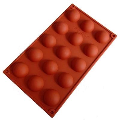 China Wholesale DIY 15 Holes 3D Ice Cream Cake Candy Mold Silicone Chocolate Viable Baking Mold With Hemispherical Shape for sale