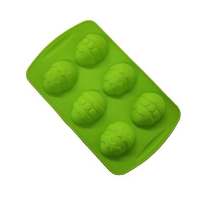 China DIY 6 Holes Easter Egg Food Grade Silicone Mold Sustainable Shaped Cake Mold Small Size for sale