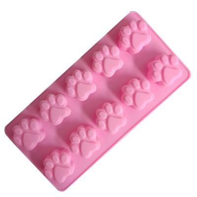 China Diy Cat Paws Shaped Silicone Cake Mold Viable Trays Handmade Silicon Jelly Pudding Mold for sale