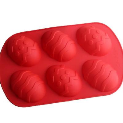 China DIY 6 Larger Size 3D Holes Size Easter Egg Cake Candy Mold Cake Viable Baking Mold By Silicone for sale