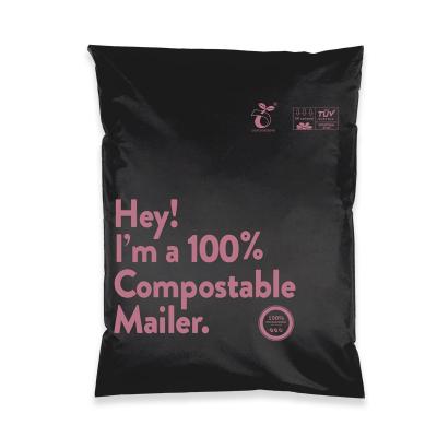 China shoes & biodegradable apparel mailer bags black background print rose letter accept Logo Custom Plastic Poly Mailers 100% compostable for sale