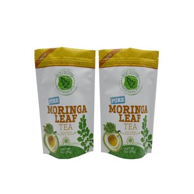 China Multi Color Plastic Food Moisture Proof Sealing Bag Cuts Food Vacuum Plastic Bag Seal Stand Up Pouch For Moringa Leaf Tea for sale