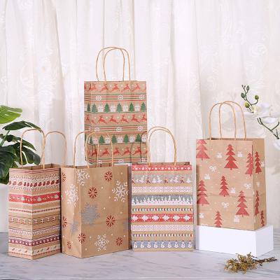 China Recyclable Wholesale Paper Handbags Custom Christmas Gift Wrapping Paper Shopping Bag With Handle Christmas Paper Reindeer for sale