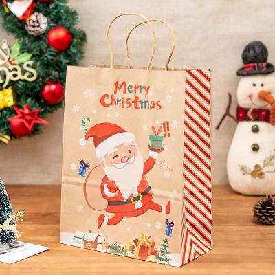 China Wholesale Recyclable Paper Bags Recyclable Santa Claus Shopping Paper Bags Reusable Christmas Paper Bag Wrapping Paper for sale