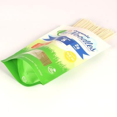 China Biodegradable Custom Kraft Zipper Pouch Eco Friendly Laminated Noodles Packaging Mylar Bags Custom Logo for sale