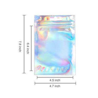 China Food Grade Clear Hologram PE Self Adhesive PE Self Adhesive Custom Printing Plastic Zipper Packaging Poly Bag Moisture Proof Custom Bag for sale