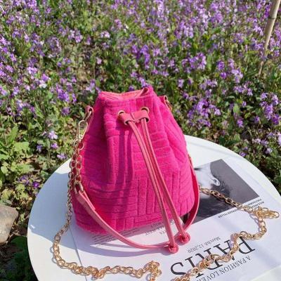 China Fashion 2023 Wholesale Ladies Famous Brand Luxury Leather Sling Handbags Drawstring Printed Custom Logo Bucket Bag Women Hand Bags for sale