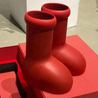 China Mschf Big Round Red Boots Fashion Rubber Shoes Mid Leg Boots EVA Pumps Luxury Cartoon Red for sale