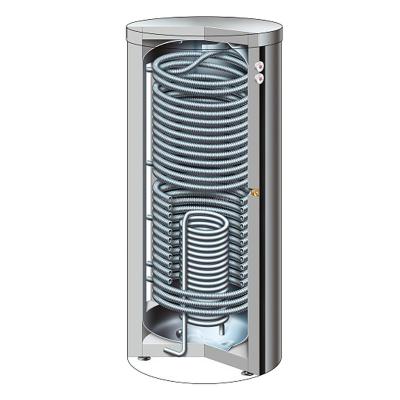 China Hotel SUS304 Inner Tank Build In Heat Exchanger Coils Sanitary 500L Hot Water Storage Heating Tank Boiler for sale