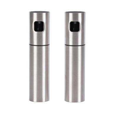 China Stocked Refillable Stainless Steel Oil Vinegar Spritzer Dispenser Bottles Olive Oil Sprayer For Kitchen for sale