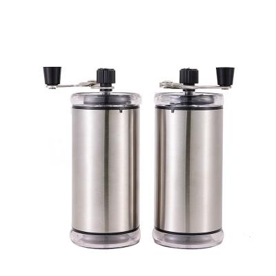 China Cylindrical Acrylic Spice Mill Stainless Steel Stored Adjustable Manual Salt And Pepper Grinder For Kitchen for sale