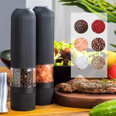 China Battery Stocked Electric ABS Salt and Pepper Mill Set Soft Smell Electric Plastic Salt Pepper Mill for sale