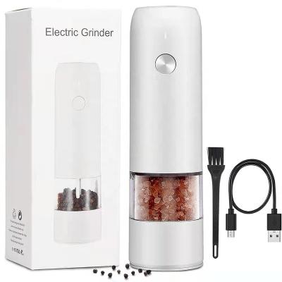 China Rechargeable and Adjustable Electric Salt USB Rechargeable Pepper Grinder Viable Coarse Sea Salt Peppercorn Grinder and Pepper Grinder for sale