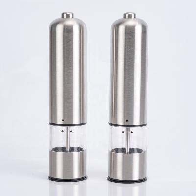 China Hot Selling Stocked Handed Peppercorn Push Button Electric Salt and Pepper Grinder Set For Kitchen for sale