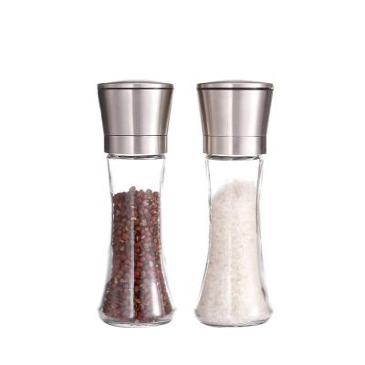 China Food Grade Stainless Steel Spice Grinder Bottle Adjustable Salt Stored Manual Pepper Mill for sale