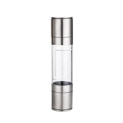 China Rechargeable 2 Stored In 1 Adjustable Salt Pepper Mill Spice Grinder Manual Stainless Steel Salt And Pepper Grinder for sale