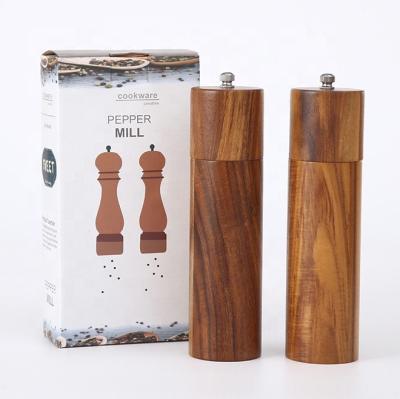 China Salt Pepper Grinder Rechargeable Ceramic Grinding Pepper Mill Wooden Salt Mill Refillable Wood Salt Grinder Mechanism Pepper Grinder Easily for sale