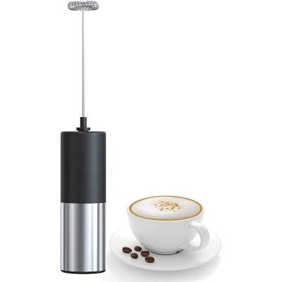 China Stored Handheld Battery Operated Silver Coffee Frother Stainless Steel Milk Frother For Milk Frothing for sale