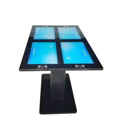 China QR code/NFC/Wireless/Printer/LOGO charge 21.5 inch black Android four screens smart interactive waterproof cafe touch tables for sale