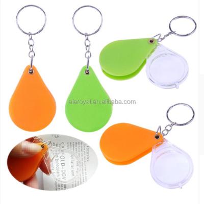 China Plastic Factory Selling Cheap Foldable Mini Magnifying Glass Keychain for sale