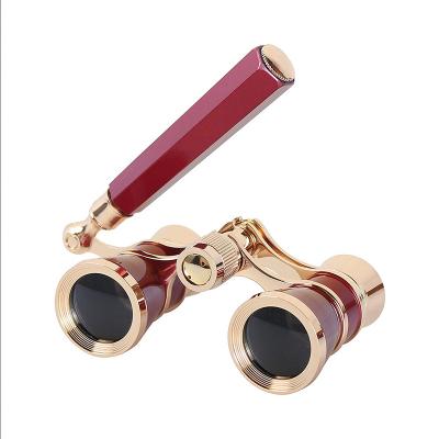 China Metal + Optical Glass Hot Selling Mini Gold Opera Binoculars With Handle For Concert for sale