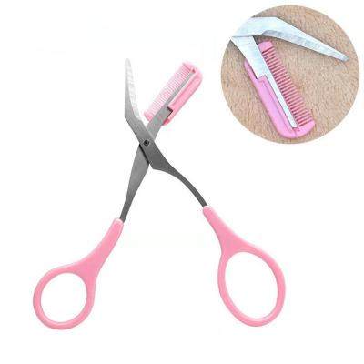 China Skin Friendly and Comfortable Trimmer Razor Eyebrow Scissors with Comb Mini Eyelash Hair Clips Hair Remover Makeup Tools for sale