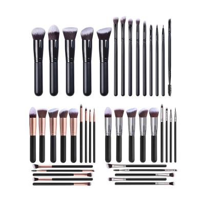 China Angular Blush Black Wooden Handle Makeup 14pcs Private Logo Oem /pem Beauty Tools Factory Made Direct Brush Factory for sale