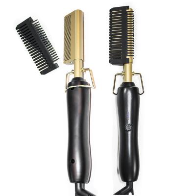 China Hot Salon New Amazon Professional Heated Electric Hair Comb Straightener Brush Curling Comb For Styling for sale