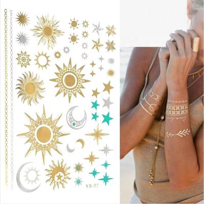 China Temporary Custom Printing On Waist Arm Back Gold Silver Metallic Temporary Tattoo Stickers for sale