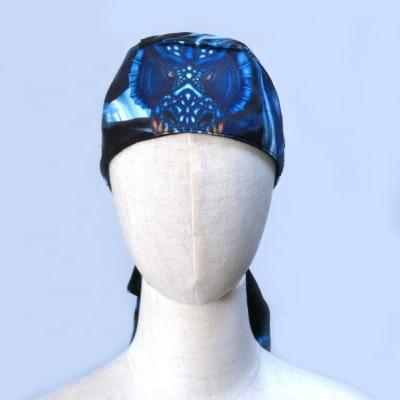 China Wholesale Polyester Head Wrap Manufacturer Headwear Blue And Black High Quality Pirate Hat for sale