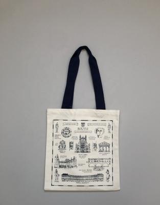 China Custom Blue Handled Logo Gift Souvenir Customized Item Style Cotton Canvas Shopping Bag Promotion for sale