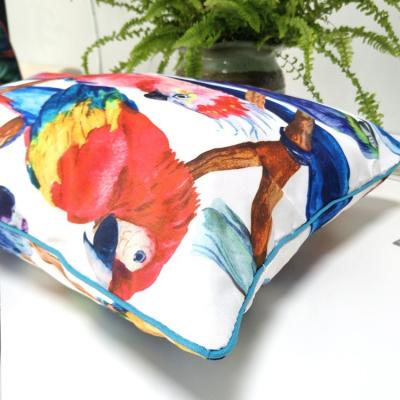 China Viable colorful manufacturers wholesale souvenir natural fashion style parrot print gift cotton polyester animal pillow for sale