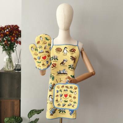 China Wash at 60°; „ ƒ Manufacturers Wholesale High Quality Natural Cute Women's Yellow Animal Style Cotton Apron for sale