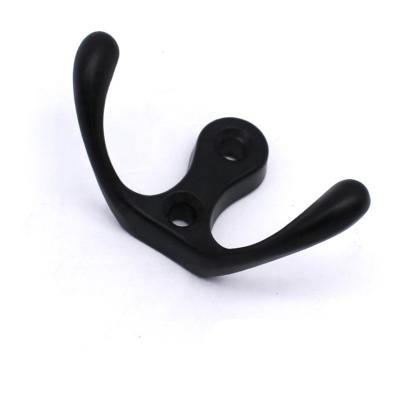 China Viable Wholesale Black Heavy Duty Double Prongs Robe Wall Mounted Robe Hooks for sale