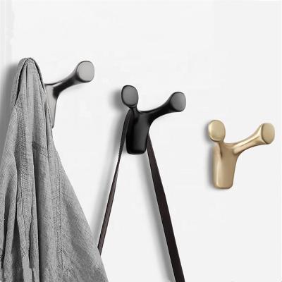 China Durable Wall Mounted Decorative Zinc Alloy Double Coat Hook Hand Towel Hook for sale