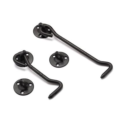 China Black Modern Hardware Stainless Steel Hook And Eye Window Support Hook Stay Lock Catch Open Hook for sale